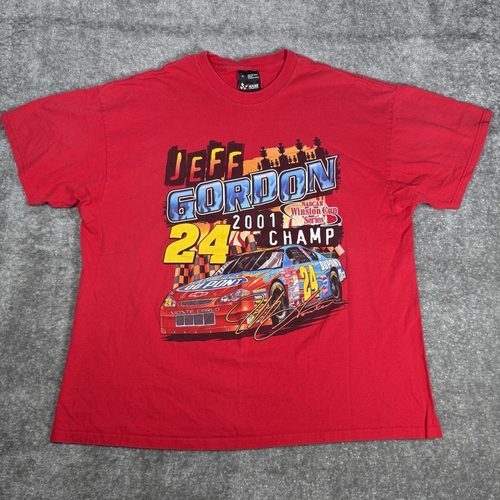 Vintage Nascar Jeff Gordon #24 T-Shirt Men's XL Red Chase Authentics‎ 2001